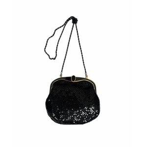 Vintage Black Sequin Mesh Evening Bag Clutch Purse